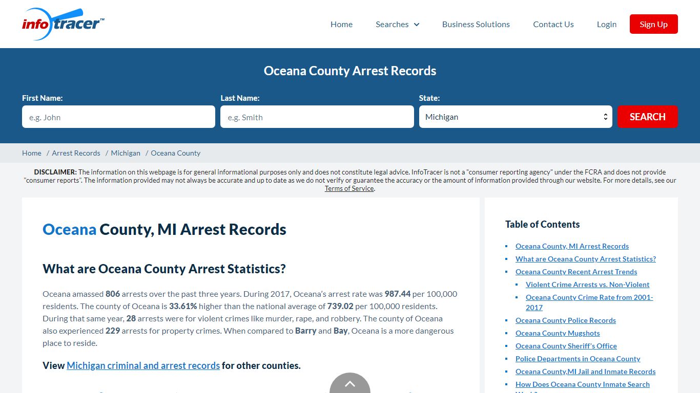 Oceana County, MI Arrests, Mugshots & Jail Records - InfoTracer