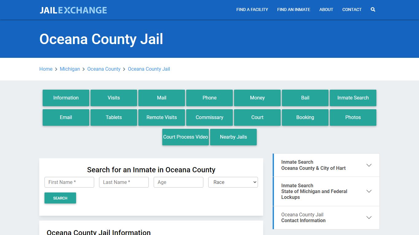 Oceana County Jail Roster Lookup, MI, Inmate Search